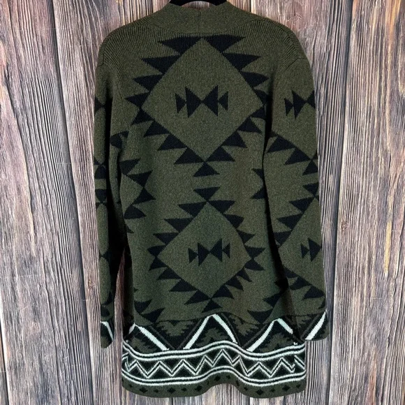 Frye Olive and Black Patterned Cardigan - Picture 7 of 11